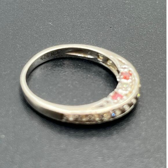 M M Signed Sterling Silver 925 Multicolor CZ Half Eternity Band Ring Sz 6.25 - Picture 7 of 15